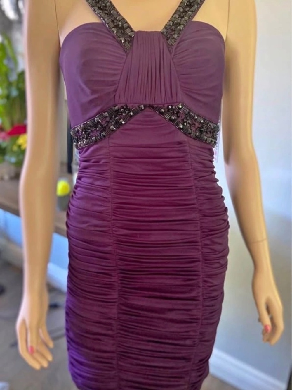 NWT (with Defects): Decode 1.8 Plum Embellished Sleeveless Dress Size 2